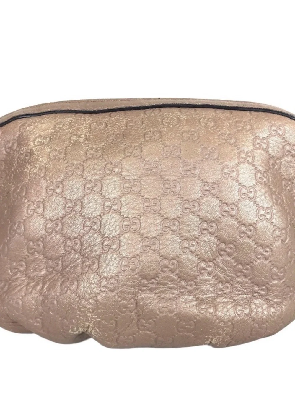 Gucci Metallic Rose Gold GG Embossed Cosmetic Pouch - Picture 4 of 8